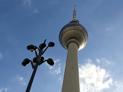 berlin, tv tower, alexanderplatz, landmark, places of interest, alex, sky