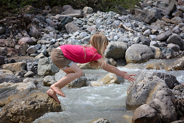 human, person, child, girl, barefoot, blond, water