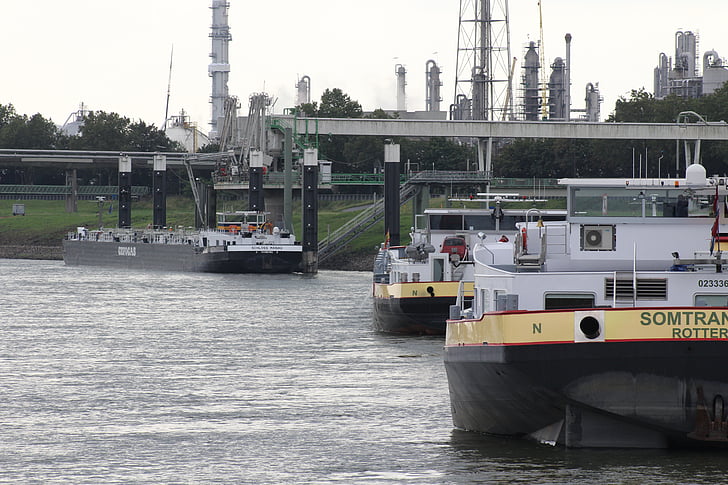 Ρήνος, ναυτιλία, νερό, Ποταμός, Dormagen, ξεφορτώσουν σταθμός, χημική βιομηχανία