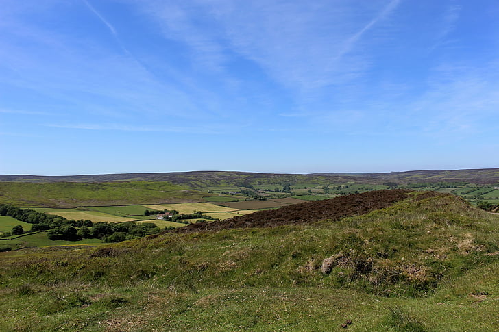 Yorkshire Moorsin, Englanti, maisema, sininen taivas, Yorkshire, Iso-Britannia, Luonto