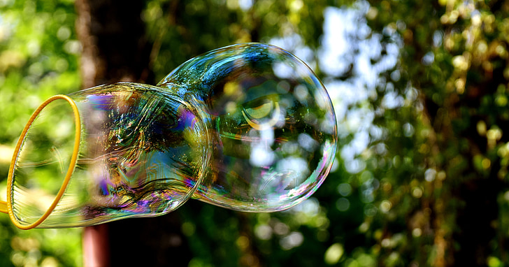 soap bubble, huge, large, make soap bubbles, wabbelig, iridescent, soapy water
