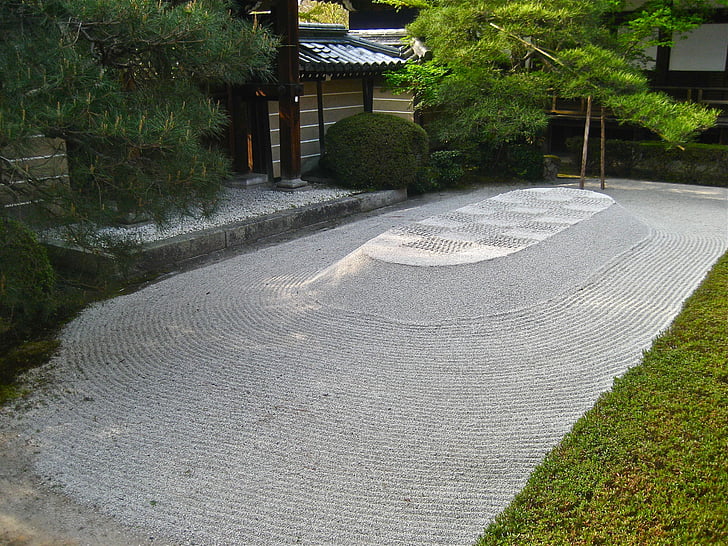 Zen, akmens dārzs, Japāna, japāņu dārzs, olis, akmeņi, klints