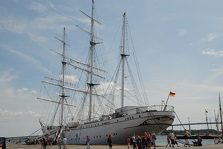 Gorch fock, segelfartyg, hamn, segel, Stralsund, museifartyg, mast