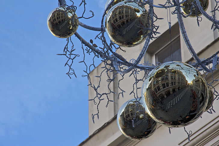 ballen, Kerst, Brussel, Straat, ornamenten