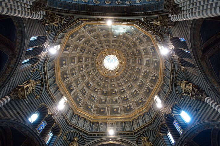 dom, Siena, marmor, Dome, Star, lanterne, Toscana