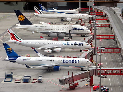 모델 비행기, 비행기, miniatur wunderland, 함부르크, 모델, 비행기, 비행기