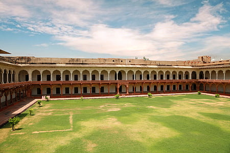 Agra, Fort, India, arsitektur, Uttar, Mughal, budaya