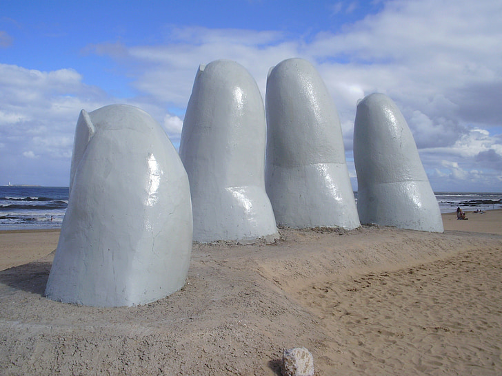 l'Uruguai, paisatge, escèniques, cel, núvols, dits, escultura