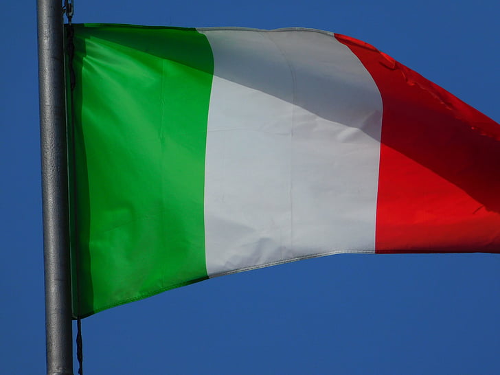 vlajka, Itálie, tricolor, vítr, vlajka Itálie