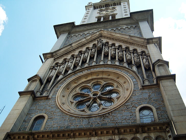 Torre de la iglesia, rosácea, Iglesia de la consolación, São paulo, arquitectura, reloj, lugar famoso