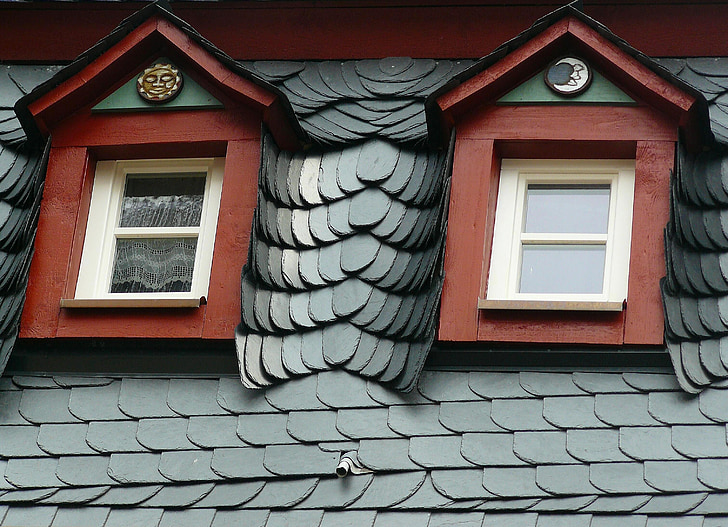sostre, teulat de pissarra, pissarra, per a sostres, giebelfenster, Gable, placa de sostre