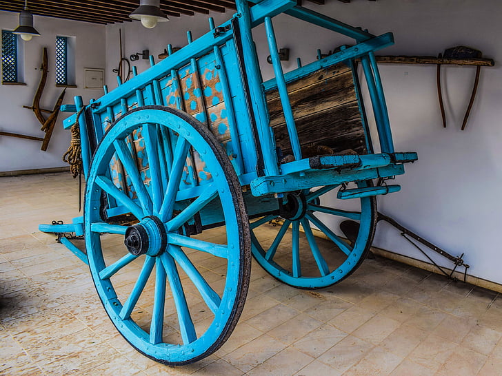 wagon, traditionnel, vieux, roue, Vintage, en bois, transport