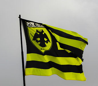 flag, waving, aek athens fc, fan club, football, soccer