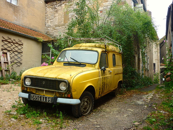 Via, Francia, vecchie automobili, Veselay