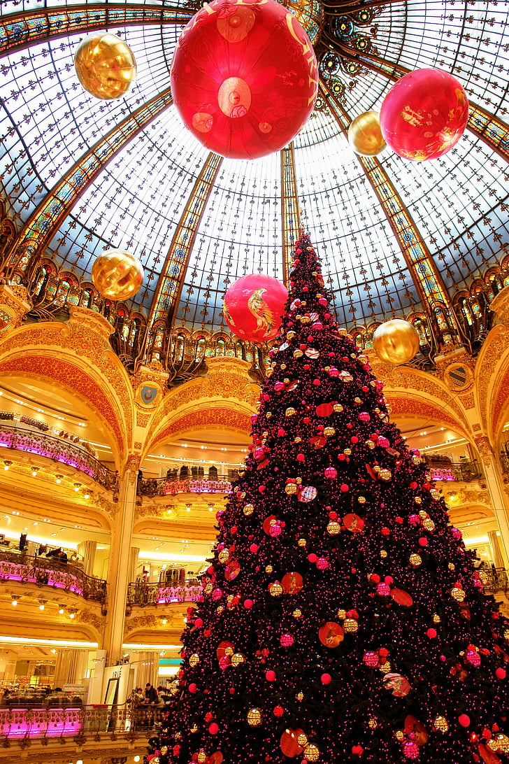 Paryžius, La fayette, Universalinė parduotuvė, Prancūzija, Kalėdos, prekybos pasažas, 