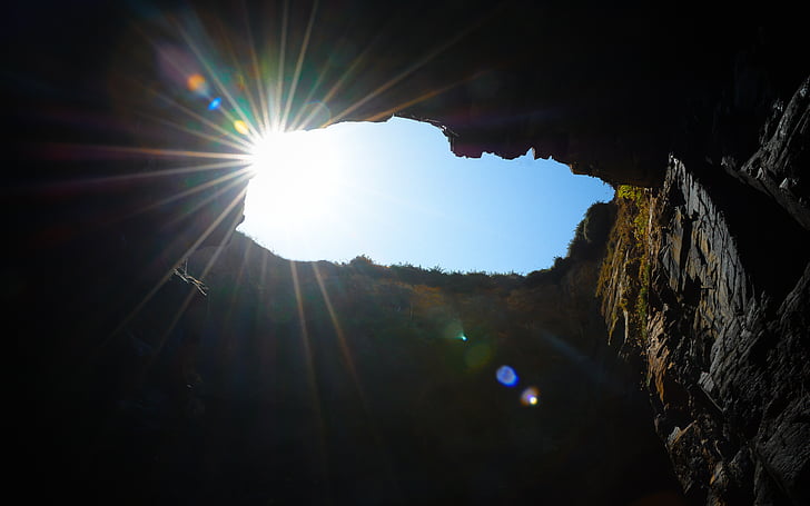 nap, sugár, rock, barlang, keresni, Pierre, Spanyolország