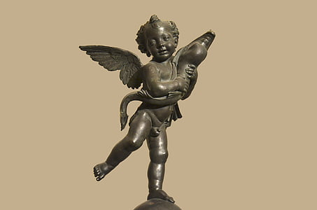 Itália, Florença, bronze, Palazzo vecchio, Golfinho bebê, Andrea del verrocchio