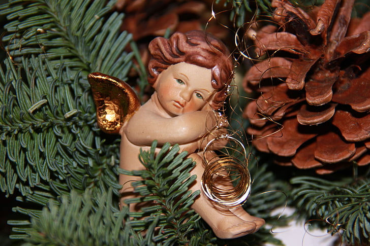 angel, christmas, fir, fir green, pine cones, decoration, celebration