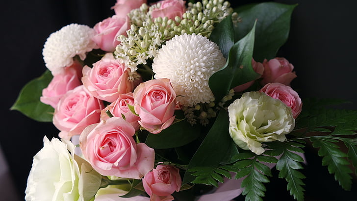 квіти, букет, рожевий, день Святого Валентина, Щасливий, Троянда, квітка