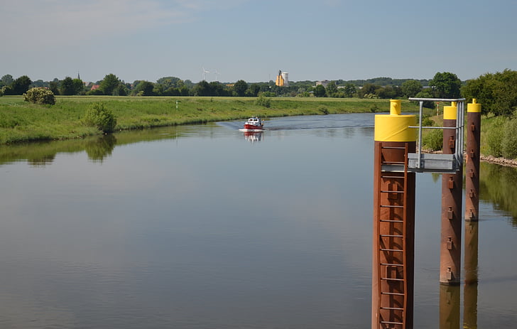 Weser, floden, vatten, naturen, båt, landskap, floden weser
