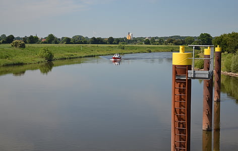 Weser, Ποταμός, νερό, φύση, βάρκα, τοπίο, ποταμός Βέζερ