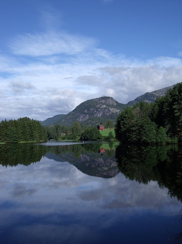 landscape, norway, lake, reflection, sky water, nature, water