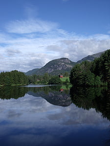 paisaje, Noruega, Lago, reflexión, agua de cielo, naturaleza, agua