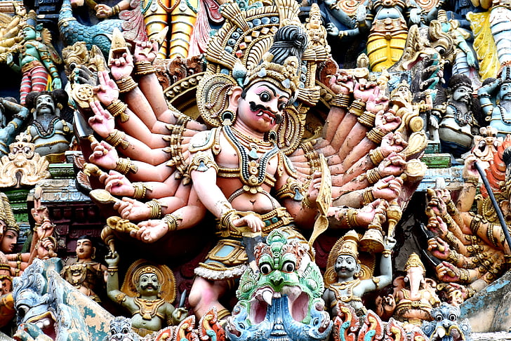 Madurai, Temple, tradition, Meenakshi, coloré, déité, culture