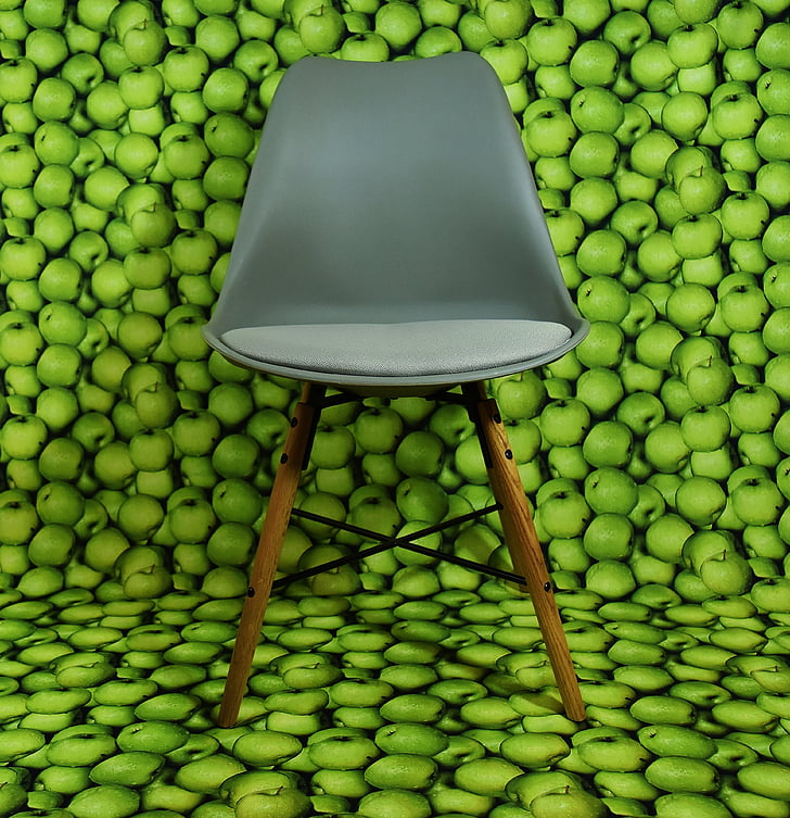 cadira, moderna, fons, Poma, verd, aliments, color verd
