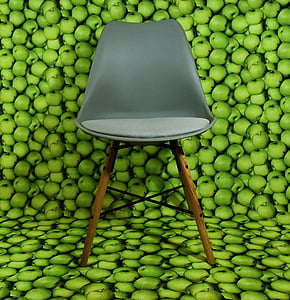 เก้าอี้, ทันสมัย, พื้นหลัง, แอปเปิ้ล, สีเขียว, อาหาร, สีเขียว