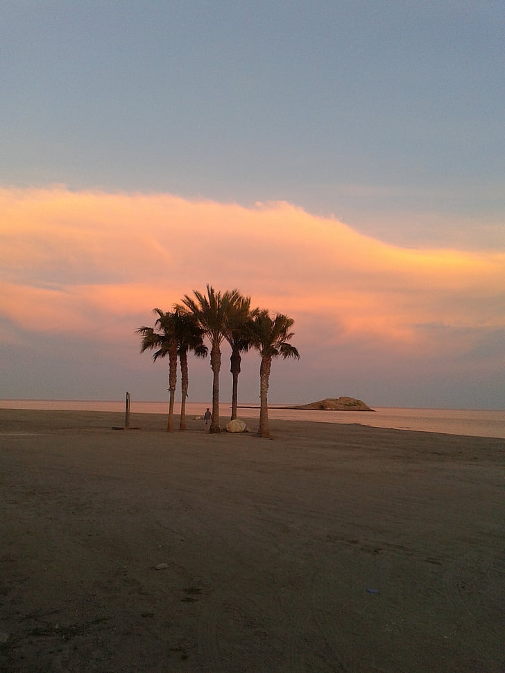 Carboneras, Almeria, Sunset, Beach, baggrundslys, skyer, Andalusien