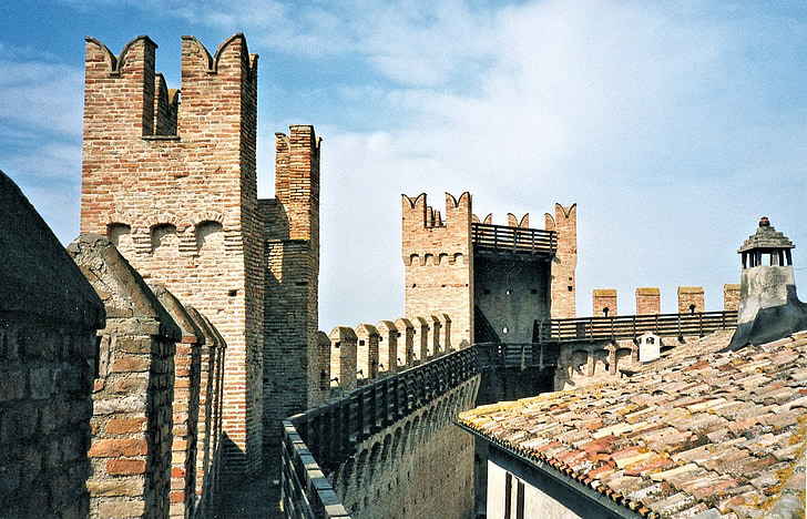 slott, Gradara, Italien, arkitektur, Marche
