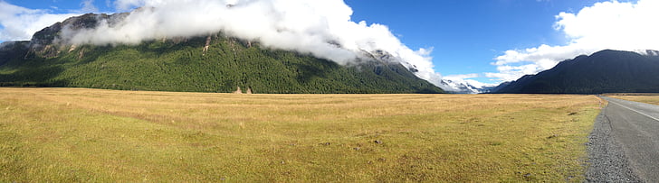 vaizdingas, Naujoji Zelandija, South island, turizmo, mėlynas dangus, kalnų, lauko