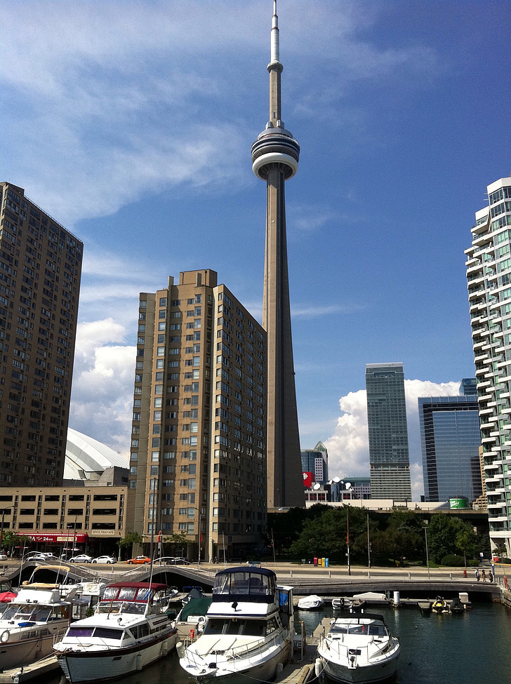 Toronto, cn tower, tårnet, kanadiske, havn, Canada, sentrum