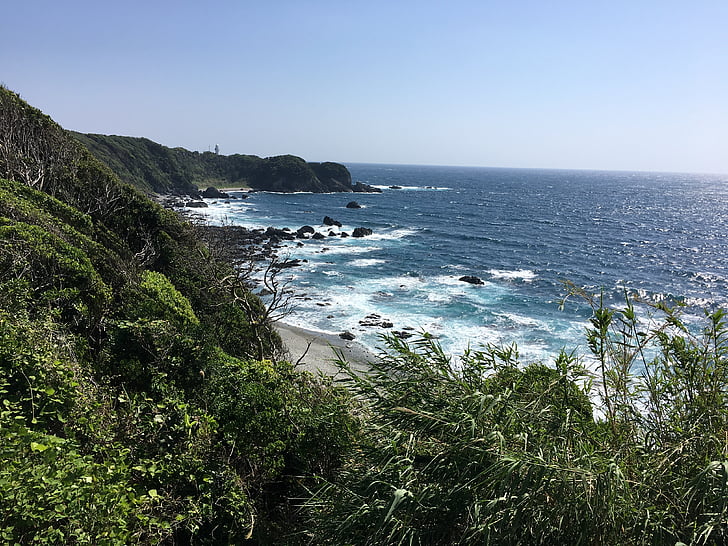 Já?, pobřeží, blízkosti Senjojiki, Japonsko, Wakajama, Shirahama