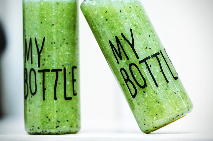 botella, batidos, Detox, bebida, saludable, verde, fresco