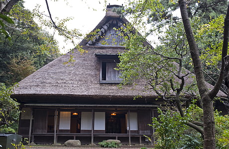 de yanohara, Japans huis, traditionele, tuin in yokohama, Japan, Japanse tuin, oud huis