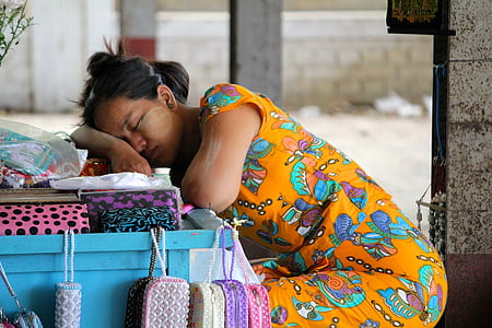 Бирма, Мианмар, жена, будка на пазара, Портрет, човешки