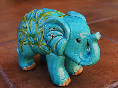 Gajah, hewan, keramik, dekoratif, patung, kerajinan, dekorasi