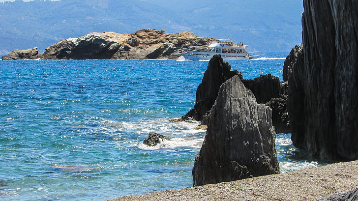 Grécia, Skiathos, rocha, Praia de calhau, mar, Ilha, Grego