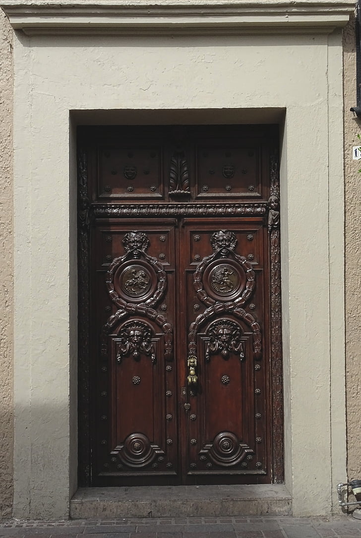 ajtó, bejárati ajtó, ház bejáratának, régi, bejárati ajtó, antik, faajtó