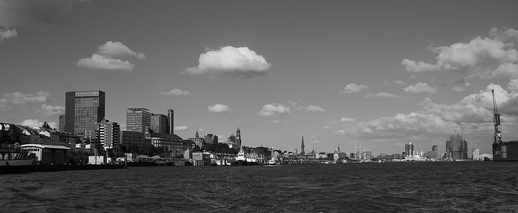 Hamburgs hamn, Hamburg skyline, hamn, Elbe, Elbe philharmonic hall