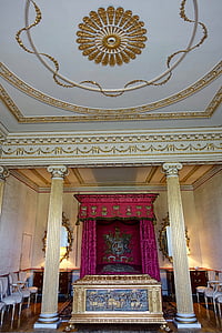 ložnice, strop, zdobené, blickling panství, palác, dědictví, aristokracie