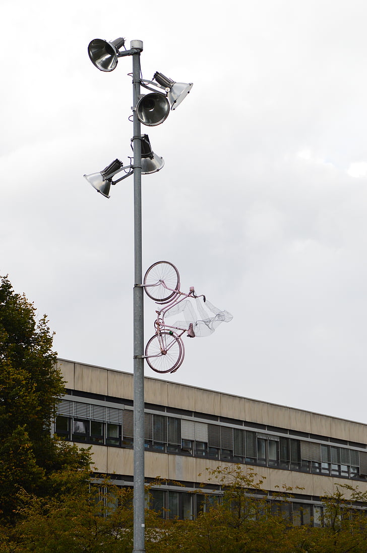 bicicleta, arte, céu, -de-rosa, Göttingen, arte moderna