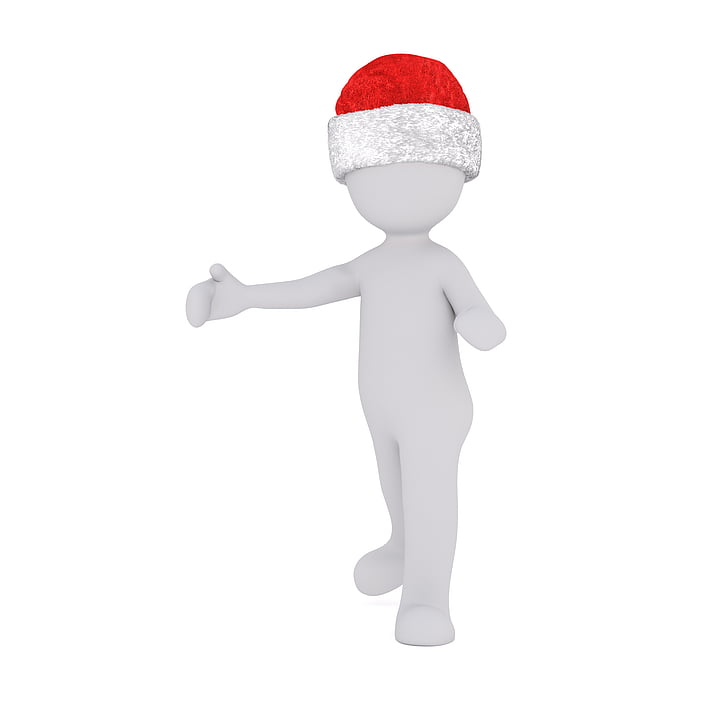 menimbulkan, tari, posisi awal, gambar, 3D model, berdiri, topi Santa