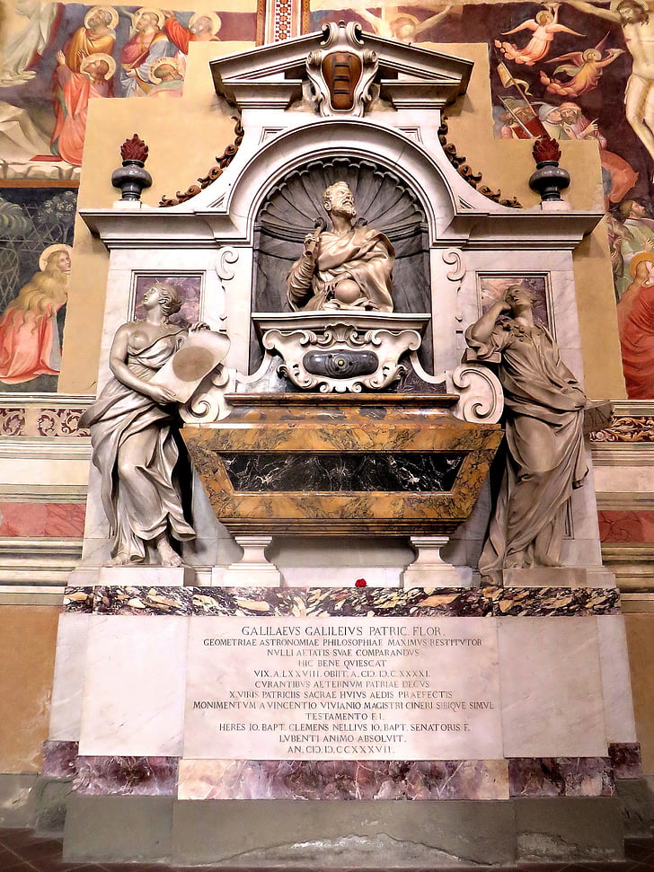 grav, Galileo, Florens, Santa croce, vetenskap religion, Italien, Firenze