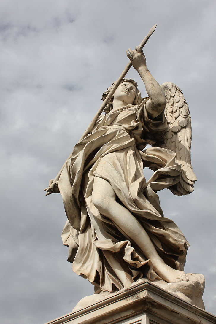 statuja, izteiksme, marmora, akmens, eņģelis, aizbildnis eņģelis, Rome