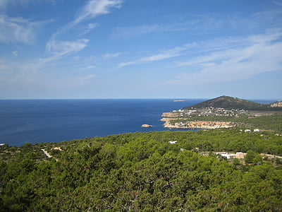 Ibiza, sala, kraštovaizdžio, jūra, uolos, pakrantė, stataus šlaito