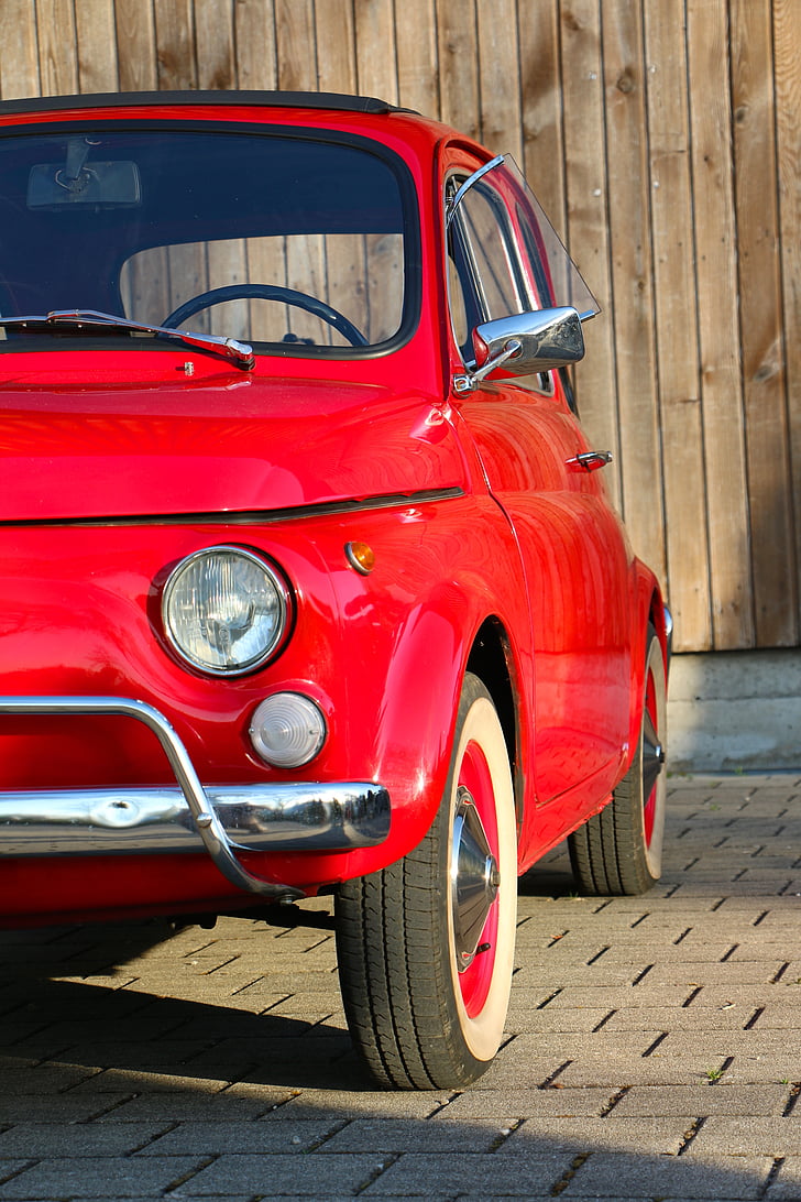 fordon, Fiat 500, nostalgi, Oldtimer, röd