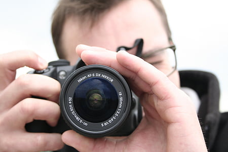 камера, като се снимка, фотограф, леща, DSLR, цифров, Nikon